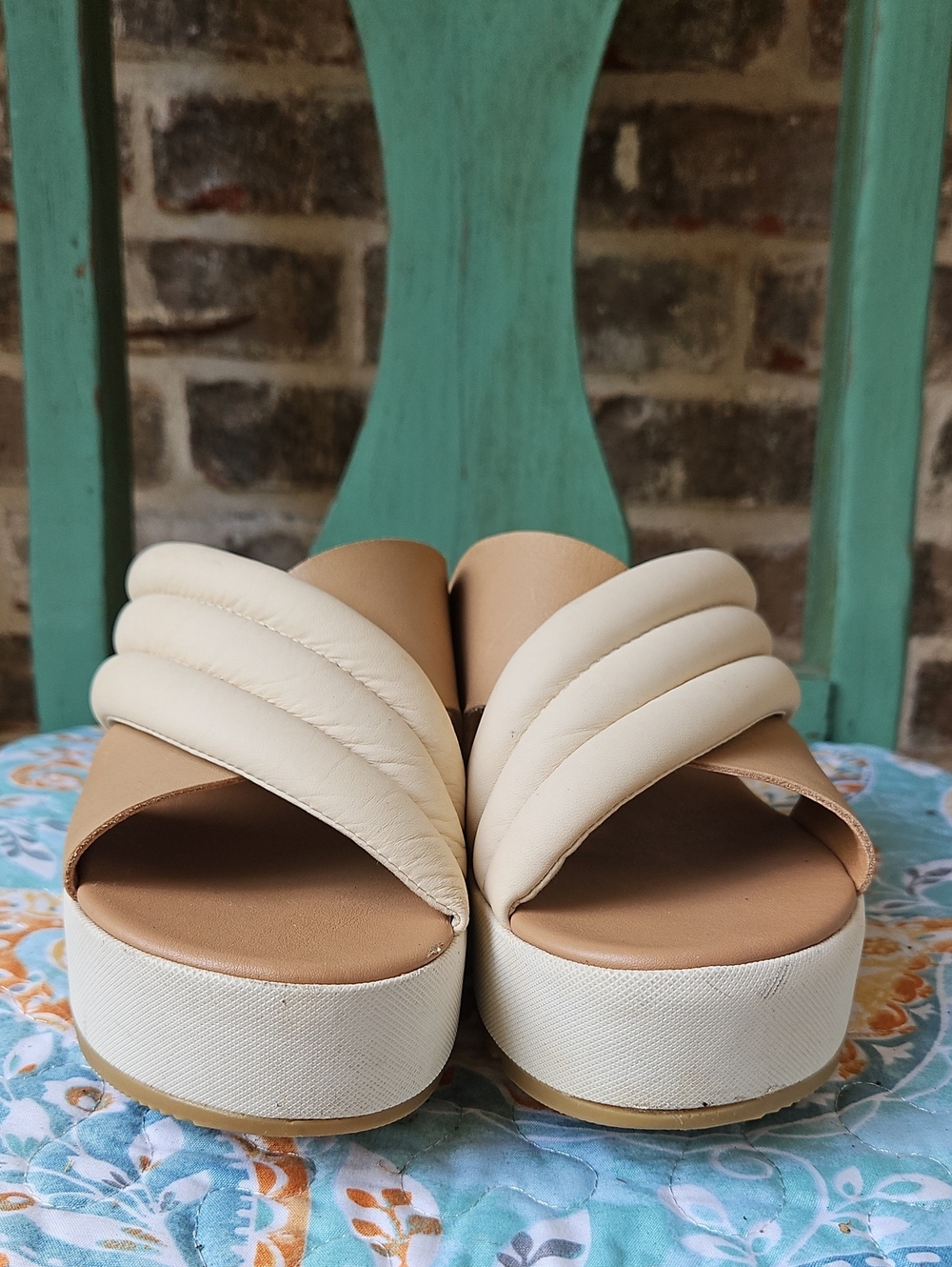Sorel Women's Honey Beige Cameron Platform Crisscross Puff Platform Sandals - Picture 2 of 7